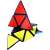 Pyraminx puzzle kocka, 9.7cm, fekete keret, piros, sárga és kék színű