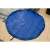 Blue toy storage bag with drawstring, 150cm diameter, unfolded, on wooden floor