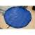 Blue toy storage bag with drawstring, 150cm diameter, unfolded, on wooden floor