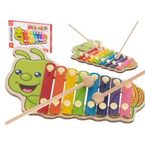 Farebná drevená hračka xylofón - Húsenica 55492307 Hudobné nástroje