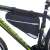 L-BRNO triangle bike frame bag, black, with reflective details, mounted on a bike