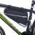 L-BRNO triangle bike frame bag, black, with reflective details, mounted on a bike