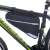 L-BRNO triangle bike frame bag, black, with reflective details, mounted on a bike