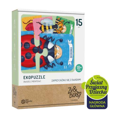 MUDUKO Puzzles kisgyermekeknek Barátkozzatok a rovarokkal Ecopuzzles két darab 18m+