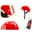 Red skate helmet and protective gear set details