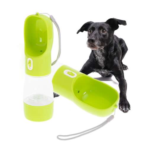 Prenosná fľaša na vodu a krmivo pre psov zelená