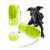 Green portable dog water and food dispenser bottle with a dog in the background