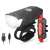 LED bike light set, front and rear, USB rechargeable, with charging cables