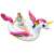 Intex inflatable unicorn ride-on pool float, 201 cm, woman using the float