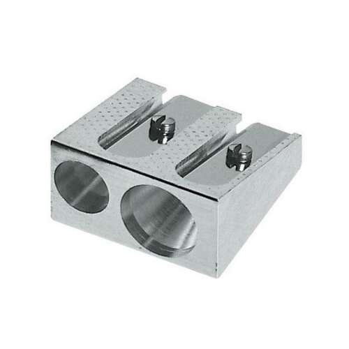 Faber-Castell Dupla kovový strúhadlo, strúhadlo na ceruzky s dvoma otvormi pre štandardné a hrubé ceruzky, kov, strieborný