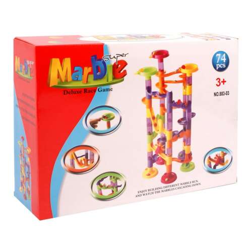 Super Marble Deluxe Racy Game 74 darabos golyópálya építőjáték gyerekeknek - Golyópálya
