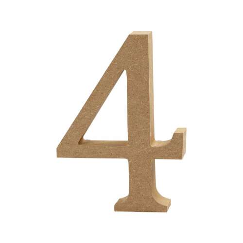 Număr din lemn 4, 13 cm, MDF, pentru artizanat și decorațiuni