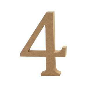 Holznummer 4, 13 cm, MDF, für Basteln und Dekoration - Holzbeschriftungen & Dekoelemente