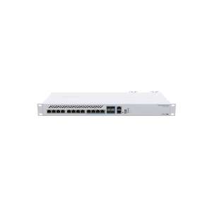 MikroTik CRS312-4C+8XG-RM 8x10G RJ45 LAN 4x10GbE Combo port SFP+/LAN Rackmount Cloud Router Switch, vedere din față - MikroTik