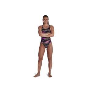 Allover Recordbreaker Speedo női úszódressz fekete/lila 36-os méretű 85103953 Női fürdőruhák