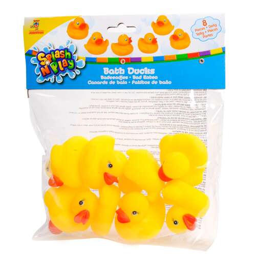 Balenie 8 žltých gumených kačiek do kúpeľa, značka Splash N Play