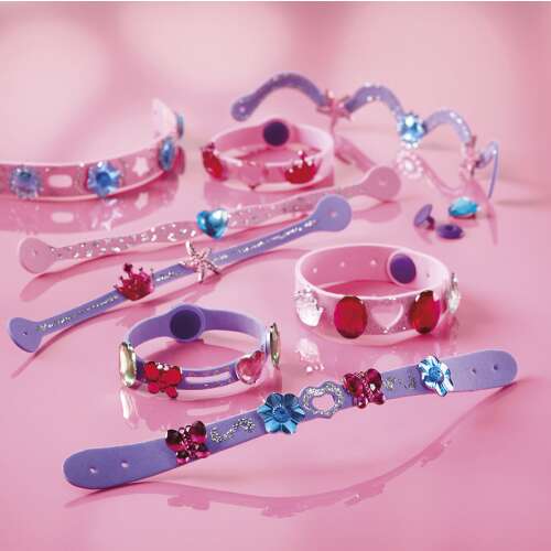 Sada na výrobu náramkov Totum Fashion, A5, obsahuje 12 penových náramkov, 12 spôn, trblietkový lepidlo a nálepky