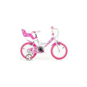 Dino 144RN-05LH Mädchenfahrrad mit Stützrädern, rosa und weiß, 14 Zoll - Dino Bikes