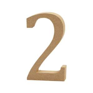 MDF Zahl 2, Unlackierte Holzzahl für Bastelarbeiten - Holzbeschriftungen & Dekoelemente