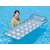 Woman using Bestway air mattress, inflatable pool float, clear and silver, with pillow, in a swimming pool