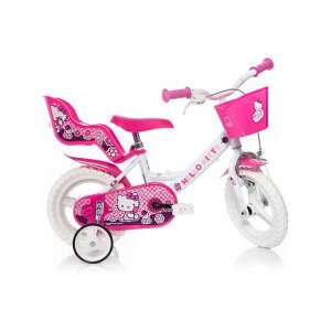 Hello Kitty 12 Zoll rosa-weißes Fahrrad mit Stützrädern, Puppen-Sitz, Korb und Hello Kitty Design - Fahrrad für Kinder