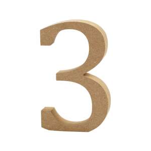 MDF 3-as szám, Fa dekorációs szám - Fa felirat & dekorációs elem
