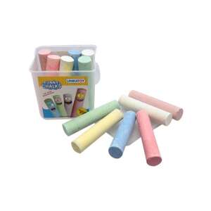 Unikatoy Funny Chalks 12er Pack, bunte Straßenkreide Stifte in einem Plastik-Eimer - Kreiden