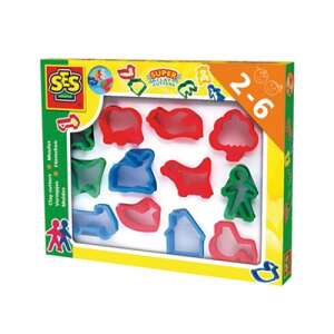 SES Super Clay Cutters, 12 piece set of plastic cookie cutters for play dough, ideal for kids ages 2-6 - SES Creative