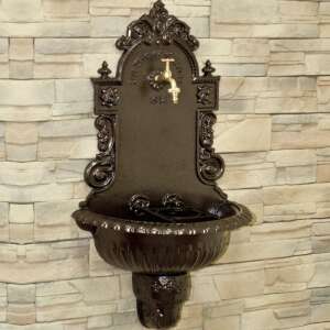 Vienna Falikút 23/07 falra szerelhető kerti kút bronz színben, 1/2 colos réz csappal, 83 cm x 47 cm x 26 cm - Kerti kút és csap