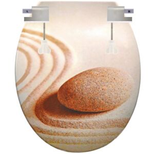 WC Tető Kő Minta Bézs Soft Close WC Ülőke - WC ülőke