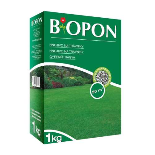 Biopon gyeptrágya, 1 kg, 50 m2-re, granulátum, többkomponensű, professzionális ásványi tápanyag gyephez