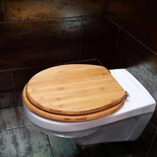 WC Tető Bambusz. bambuszfa WC deszka fémzsanérral, WC ülőke B 