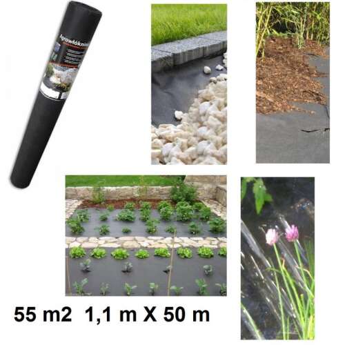BLACK GEO-TEXTILE 1,1 X 50 M - 50 G/M2 - permeable geo-film against weeds - GEO-TEXTIL - 5011050 - 55613678