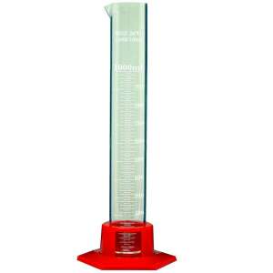 1000 ml-es üveg fokolóhenger vörös talppal, 10 ml-es osztással, folyadékok mérésére - Fokoló