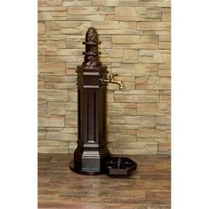 Roma kerti kút bronz színben, réz csapokkal, kőfalon állva - Kerti kút és csap