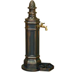 ROMA KERTI KÚT 22/12 kerti kút antik bronz színben, réz csappal - Kerti kút és csap