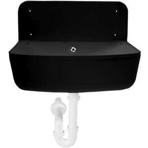 Styron STY-350 fekete műanyag falra szerelhető mosogató - Kerti kút és csap