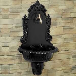 Fekete alumínium öntvény falikút réz csapokkal, Vienna Falikút 23/03 - Kerti kút és csap