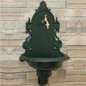 VERONA FALIKÚT 24/01 - ZÖLD - zöld alumínium öntvény kerti falikút réz csappal - Kerti kút és csap