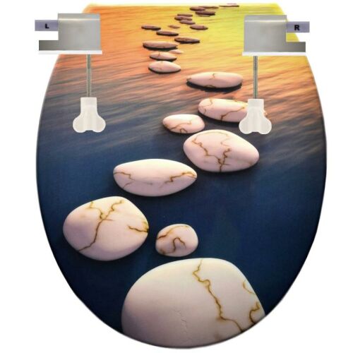 Duroplast WC tető kő mintával, soft close mechanizmussal