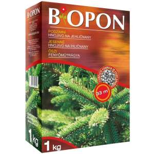 Biopon 1kg Îngrășământ de toamnă pentru conifere, Granule pentru 33m2, Îngrășământ mineral multicomponent pentru plante conifere - Nutrienți, batoane nutritive