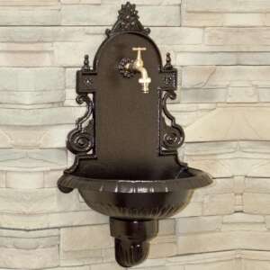 VERONA FALIKÚT 24/07 - KALAPÁCSLAKK BRONZ - falra szerelhető kerti kút csappal, bronz, alumínium öntvény - Kerti kút és csap