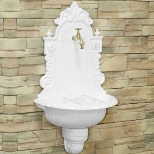 Fehér alumínium öntvény falikút réz csappal, Vienna Falikút 23/02 - Kerti kút és csap