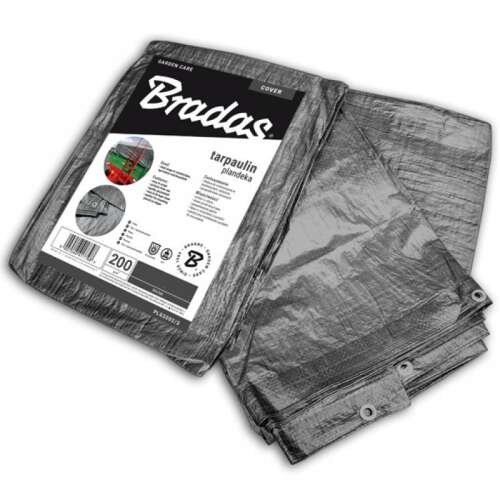 Bradas 3 x 4 meter gray tarpaulin, waterproof, 200g/m2, reinforced edges, aluminum eyelets