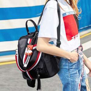 Dollcini Damen-Rucksack, stylischer Schulrucksack, Casual, Tasche für Damen/Reisen/Arbeit/Alltag, schwarz - Rucksäcke