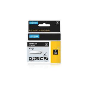Dymo Rhino Ipari Vinyl Címkeszalag, 24mm x 5,5m, Fehér Fekete Alapon - Dymo