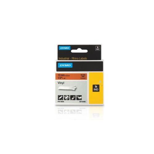 Dymo ID1-es vinyl szalag 12mmx5,5m fekete/narancs (18435) 140048405