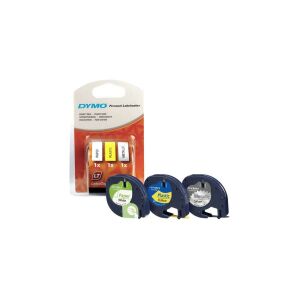 Dymo LetraTag 3db-os szalag csomag, papír fehér/sárga műanyag/szürke műanyag (S0721800) 140048368 - Dymo