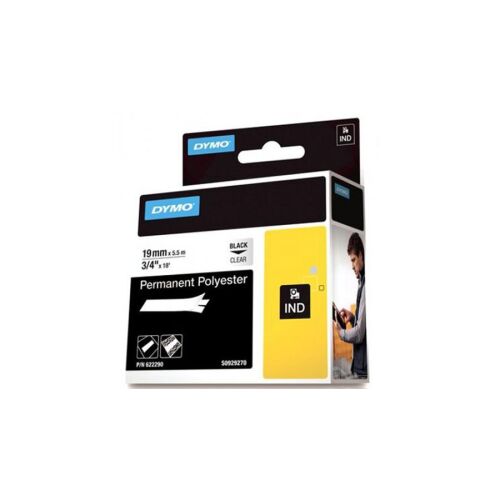 Dymo Tartós poliészter kazetta, 19mmx5,5m, fekete/víztiszta (622290) 140048350