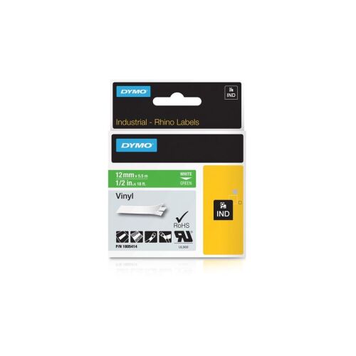Dymo ID1-es PVC szalag 12mmx5,5m fehér/zöld (1805414) 140048397